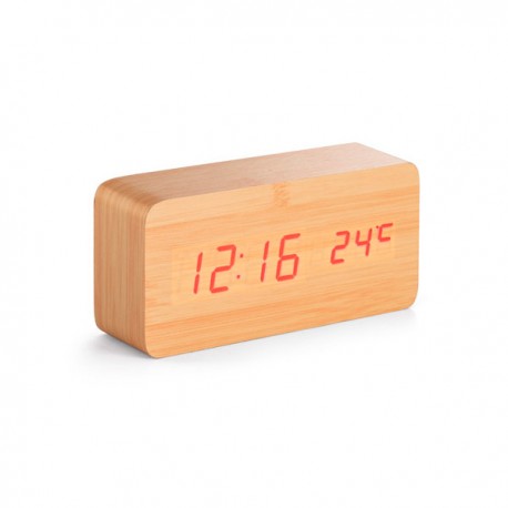 Ξύλινο ρολόι ξυπνητήρι θερμόμετρο € 21,00